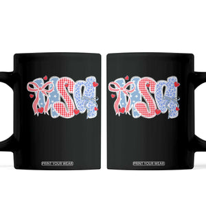 Funny USA Patriotic 4th of July Coquette Bow Coffee Mug TS11 Black Print Your Wear
