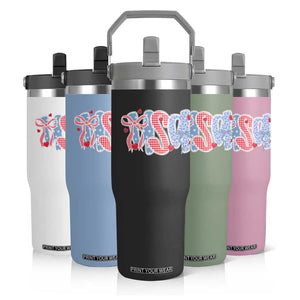 Funny USA Patriotic 4th of July Coquette Bow Flip Straw Tumbler TS11 Print Your Wear