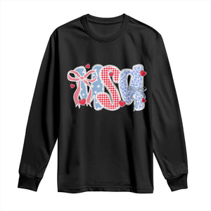 Funny USA Patriotic 4th of July Coquette Bow Long Sleeve Shirt TS11 Black Print Your Wear