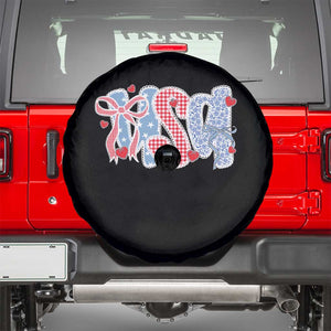 Funny USA Patriotic 4th of July Coquette Bow Spare Tire Cover TS11 Black Print Your Wear