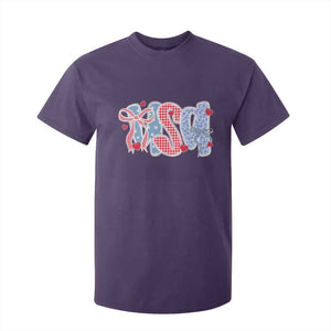 Funny USA Patriotic 4th of July Coquette Bow T Shirt For Kid TS11 Purple Print Your Wear