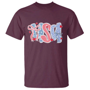 Funny USA Patriotic 4th of July Coquette Bow T Shirt TS11 Maroon Print Your Wear