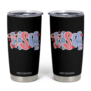 Funny USA Patriotic 4th of July Coquette Bow Tumbler Cup TS11 Black Print Your Wear