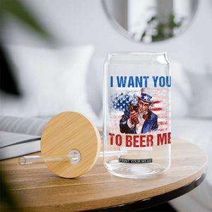 Funny Uncle Sam Glass Can I Want You To Beer Me American Flag TS11 Print Your Wear