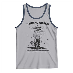 Funny Undiagnosed But Everyone's Pretty Sure Tank Top Cowboy Racoon TS11 Athletic Heather Navy Print Your Wear