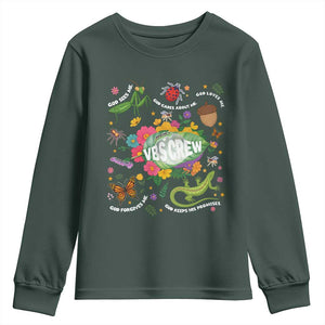 Funny VBS Crew Vacation Bible VBS Teacher Christian School 2025 Youth Sweatshirt TS11 Dark Forest Green Print Your Wear