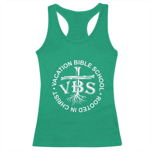 Funny VBS Vacation Bible School Rooted In Christ Racerback Tank Top TS11 Irish Green Print Your Wear