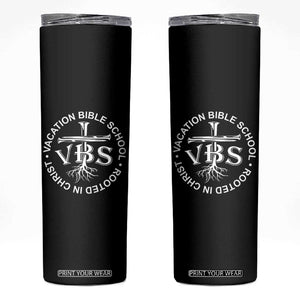 Funny VBS Vacation Bible School Rooted In Christ Skinny Tumbler TS11 Black Print Your Wear