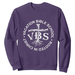 Funny VBS Vacation Bible School Rooted In Christ Sweatshirt TS11 Purple Print Your Wear