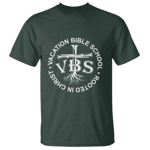 Funny VBS Vacation Bible School Rooted In Christ T Shirt TS11 Dark Forest Green Print Your Wear