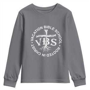 Funny VBS Vacation Bible School Rooted In Christ Youth Sweatshirt TS11 Charcoal Print Your Wear