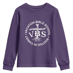 Funny VBS Vacation Bible School Rooted In Christ Youth Sweatshirt TS11 Purple Print Your Wear