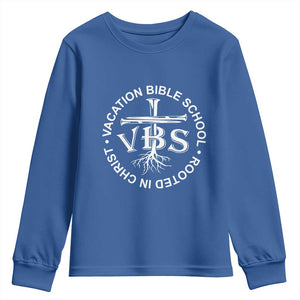 Funny VBS Vacation Bible School Rooted In Christ Youth Sweatshirt TS11 Royal Blue Print Your Wear