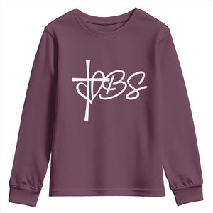 Funny VBS Vacation Bible School Youth Sweatshirt Heart Cross TS11 Maroon Print Your Wear