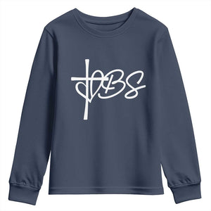 Funny VBS Vacation Bible School Youth Sweatshirt Heart Cross TS11 Navy Print Your Wear