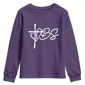 Funny VBS Vacation Bible School Youth Sweatshirt Heart Cross TS11 Purple Print Your Wear
