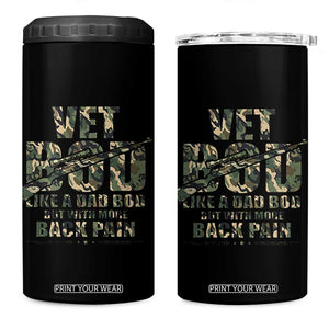 Funny Veteran Vet Bod Like A Dad Bod But With More Back Pain 4 in 1 Can Cooler Tumbler TS11 One Size: 16 oz Black Print Your Wear