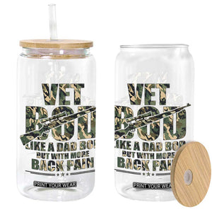 Funny Veteran Vet Bod Like A Dad Bod But With More Back Pain Glass Can TS11 Black Print Your Wear