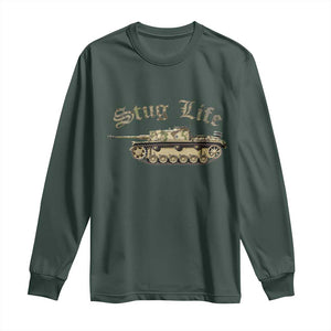 Funny WW2 Tank History Stug Life Long Sleeve Shirt TS11 Dark Forest Green Print Your Wear