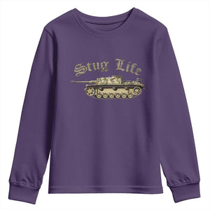 Funny WW2 Tank History Stug Life Youth Sweatshirt TS11 Purple Print Your Wear