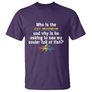 Funny Who Is The Gay Mormon And Why Is He Asking To See My Cooler Full Of Fish T Shirt LGBT Rainbow Fish TS11 Purple Print Your Wear