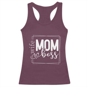 Funny Wife Mom Boss Racerback Tank Top Motherhood Mother's Day TS11 Maroon Print Your Wear