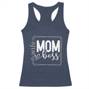 Funny Wife Mom Boss Racerback Tank Top Motherhood Mother's Day TS11 Navy Print Your Wear