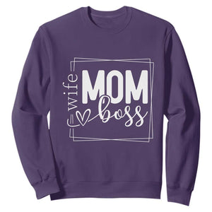 Funny Wife Mom Boss Sweatshirt Motherhood Mother's Day TS11 Purple Print Your Wear