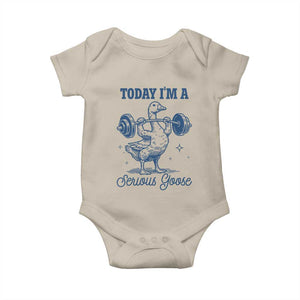 Funny Workout Silly Goose Baby Onesie Today I'm A Serious Goose Lifting Weights Gym TS02 Sand Print Your Wear