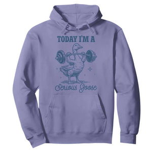 Funny Workout Silly Goose Hoodie Today I'm A Serious Goose Lifting Weights Gym TS02 Violet Print Your Wear