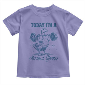 Funny Workout Silly Goose Toddler T Shirt Today I'm A Serious Goose Lifting Weights Gym TS02 Violet Print Your Wear