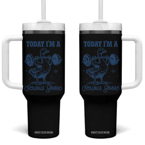 Funny Workout Silly Goose Tumbler With Handle Today I'm A Serious Goose Lifting Weights Gym TS02 One Size: 40 oz Black Print Your Wear