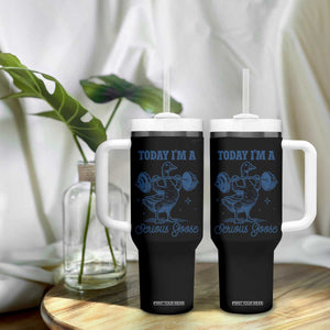 Funny Workout Silly Goose Tumbler With Handle Today I'm A Serious Goose Lifting Weights Gym TS02 Print Your Wear