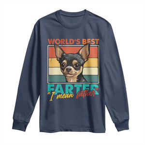 Funny World's Best Farter I Mean Father Long Sleeve Shirt Dog Dad TS11 Navy Print Your Wear