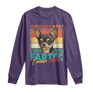Funny World's Best Farter I Mean Father Long Sleeve Shirt Dog Dad TS11 Purple Print Your Wear