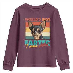 Funny World's Best Farter I Mean Father Youth Sweatshirt Dog Dad TS11 Maroon Print Your Wear