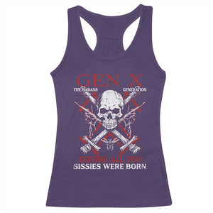 Funny X Generation Racerback Tank Top The Badass Generation Before All You Sissies Were Born Skull TS11 Purple Print Your Wear