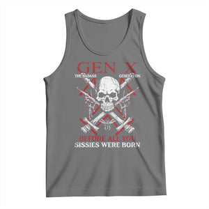 Funny X Generation Tank Top The Badass Generation Before All You Sissies Were Born Skull TS11 Black Heather Print Your Wear