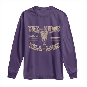 Funny Yee Haws And Hell Naws Long Sleeve Shirt Western Country Cowboy Longhorn Skull TS11 Purple Print Your Wear
