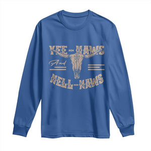 Funny Yee Haws And Hell Naws Long Sleeve Shirt Western Country Cowboy Longhorn Skull TS11 Royal Blue Print Your Wear