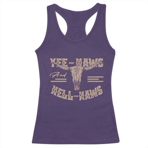 Funny Yee Haws And Hell Naws Racerback Tank Top Western Country Cowboy Longhorn Skull TS11 Purple Print Your Wear