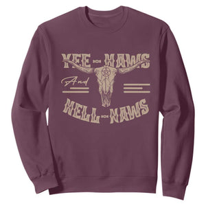 Funny Yee Haws And Hell Naws Sweatshirt Western Country Cowboy Longhorn Skull TS11 Maroon Print Your Wear