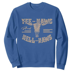 Funny Yee Haws And Hell Naws Sweatshirt Western Country Cowboy Longhorn Skull TS11 Royal Blue Print Your Wear