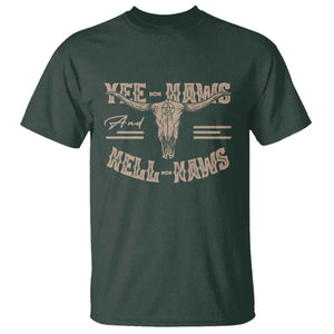 Funny Yee Haws And Hell Naws T Shirt Western Country Cowboy Longhorn Skull TS11 Dark Forest Green Print Your Wear