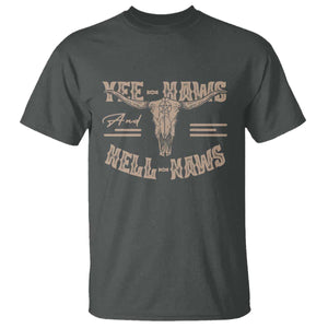 Funny Yee Haws And Hell Naws T Shirt Western Country Cowboy Longhorn Skull TS11 Dark Heather Print Your Wear