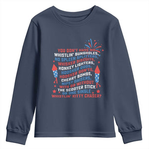 Funny You Dont Have No Whistlin Bungholes Youth Sweatshirt USA Flag 4th Of July TS11 Navy Print Your Wear