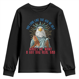 Funny You Look Like The 4th Of July Makes Me Want A Hot Dog Real Bad Youth Sweatshirt Eagle Statue Of Liberty TS11 Black Print Your Wear