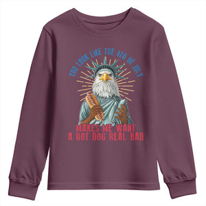 Funny You Look Like The 4th Of July Makes Me Want A Hot Dog Real Bad Youth Sweatshirt Eagle Statue Of Liberty TS11 Maroon Print Your Wear