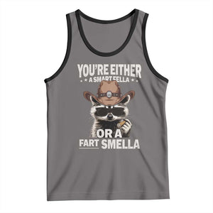 Funny You're Either A Smart Fella Or A Fart Smella Tank Top Cowboy Racoon TS11 Deep Heather Black Print Your Wear