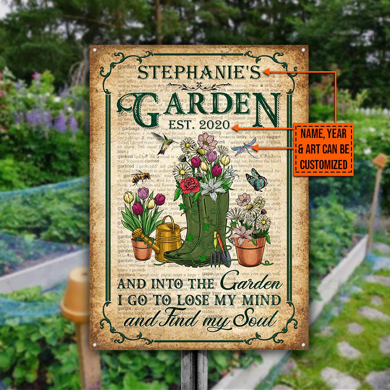 Personalized Metal Sign Garden Dictionary Lose My Mind Find My Soul CTM One Size 24x18 inch (60.96x45.72 cm) Custom - Printyourwear